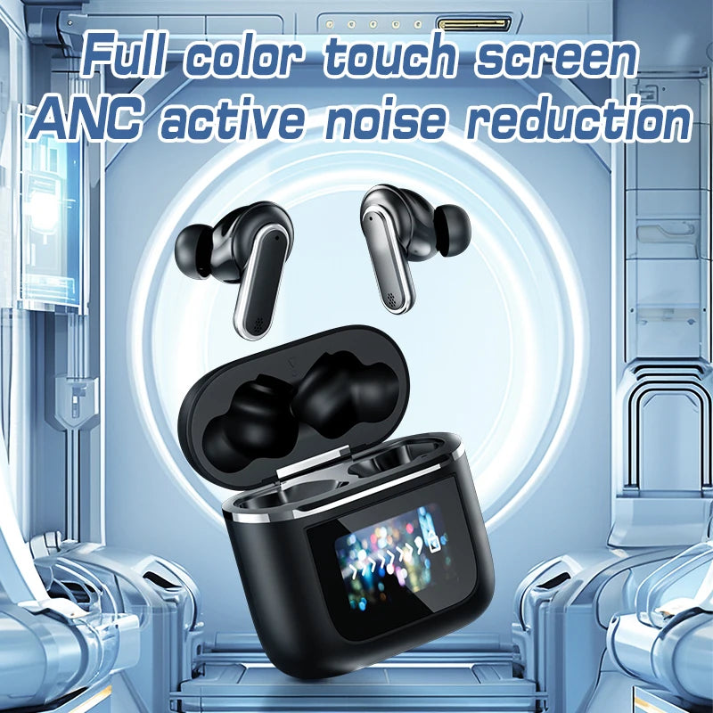 Fone Wireless Bluetooth Headphone ANC TWS Earphones LED Touchscreen Visible Active Noise Cancellation Earphone SportEarbuds TOUR PRO