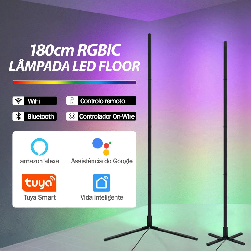 180CM RGBIC LED Floor Lamp Smart APP Remote Control Modern Corner Floor Light