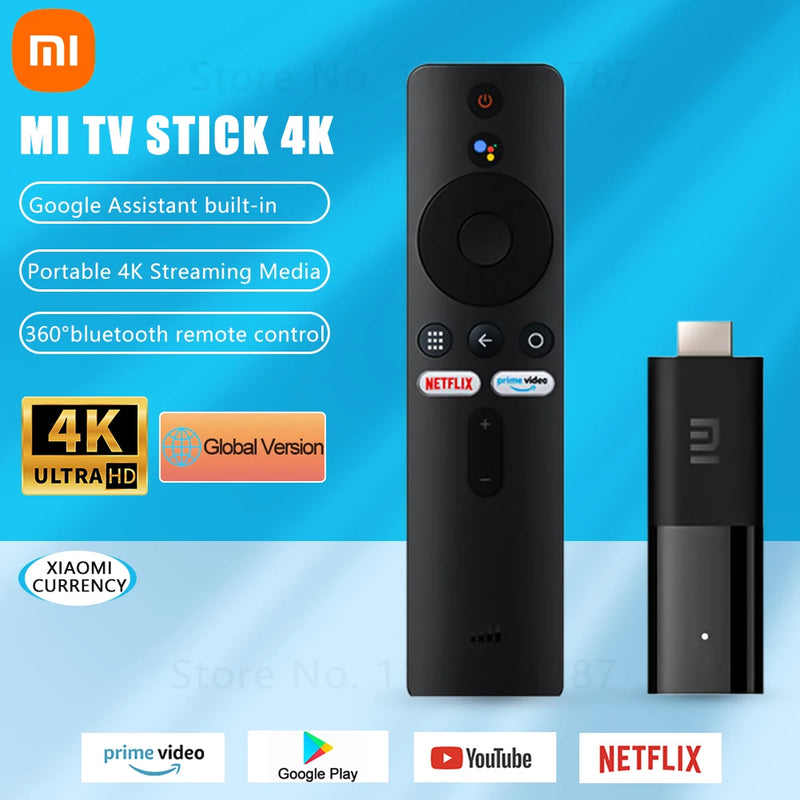 Xiaomi Mi TV Stick 4K 1080P Global Version Google Assistant Built-in Android TV 11 2GB 8GB Quad-core Processor TV BOX Bluetooth