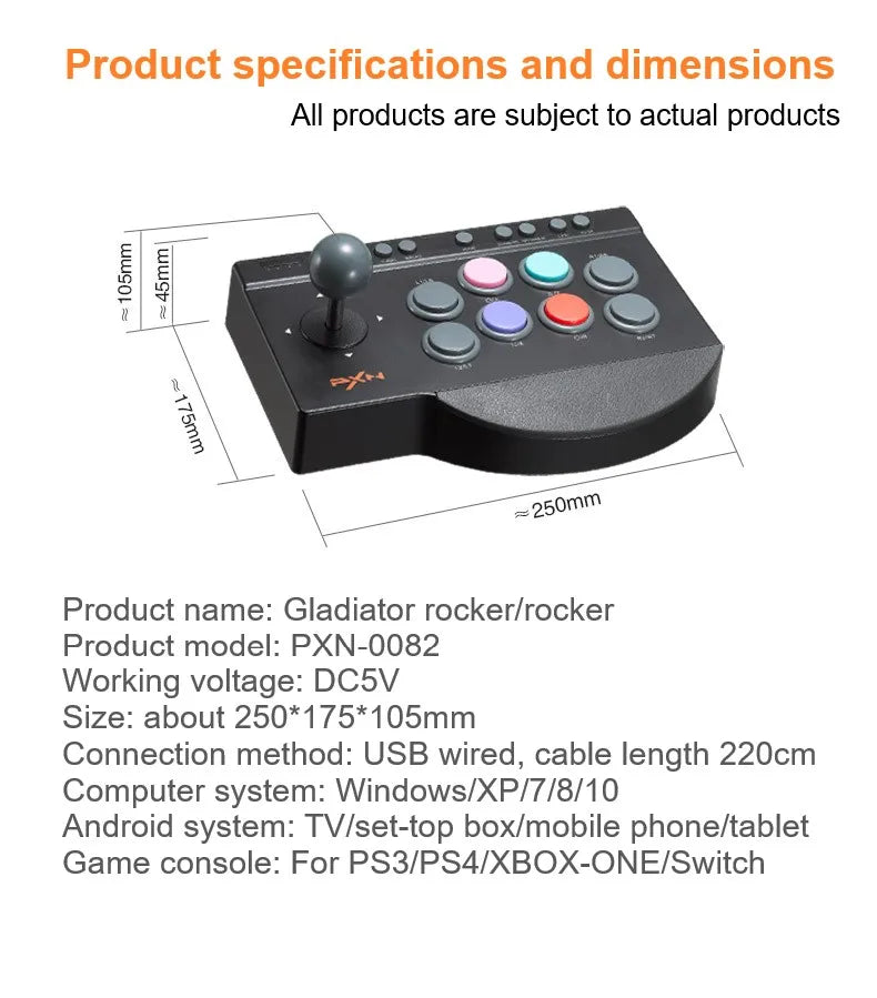 Joystick ARCADE Controller for PC PS4/PS3/Xbox One/Switch/Android TV Arcade Fighting Game Fight Stick PXN 0082 USB