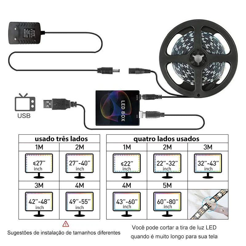 RGBIC LED Strip Immersive Computer Backlight PC/TV Monitor Screen Color Sync Light Strips Smart Software Control Ambient Lamps