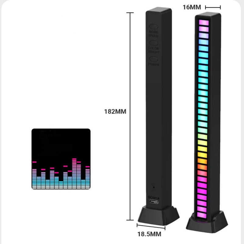 Barra de Led Rítmica RGB Sensor de Som Gamer Decorativo Adequado para lazer, esportes, jogos, música, carro e outros multiusos