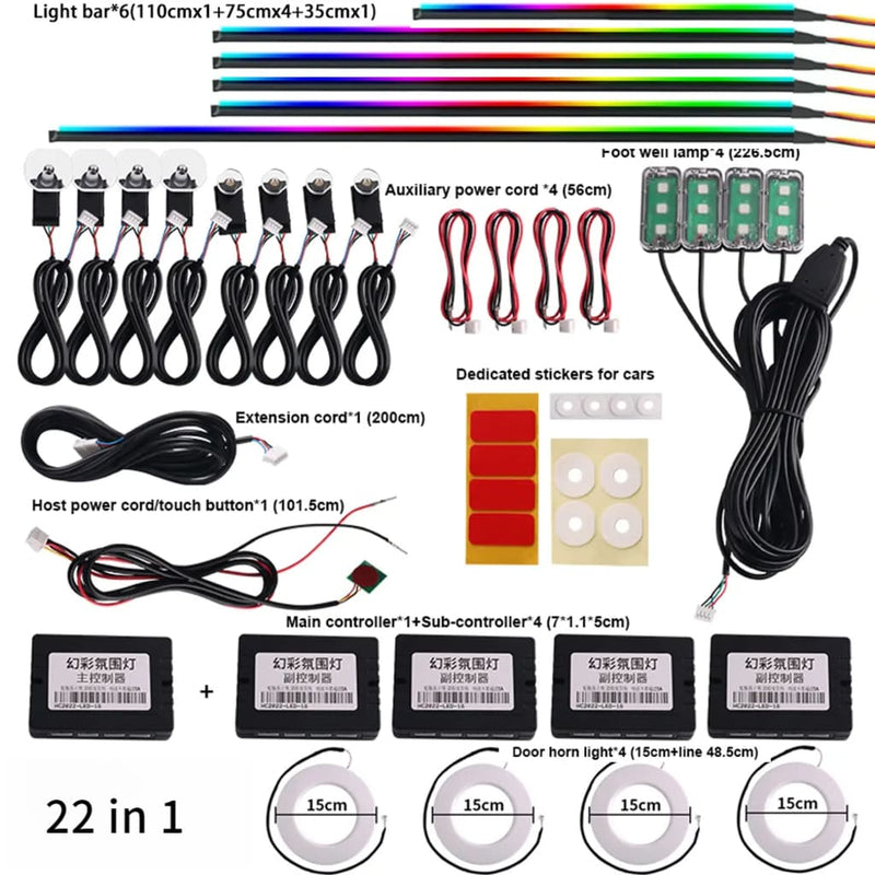 Luzes ambientais interiores do carro sinfônico universal