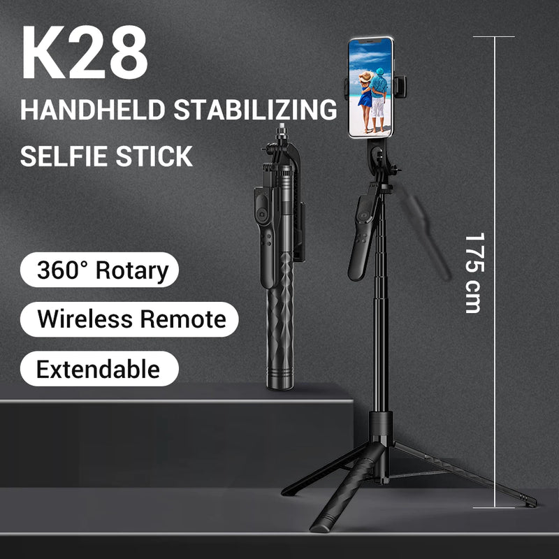 Suporte K28 Telefone celular Bluetooth Selfie Stick Estabilizador de Enchimento de Luz de Mão Selfie Stick