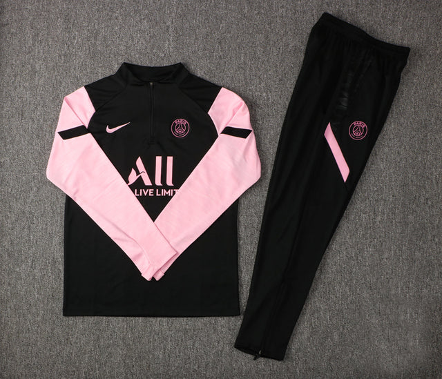 Conjunto PSG 21/22 Preta e Rosa - Nike - Com Ziper