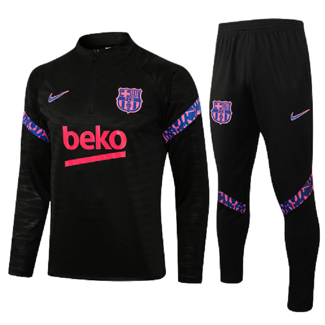 Conjunto Barcelona 21/22 Preta e Roxa - Nike - Com Ziper