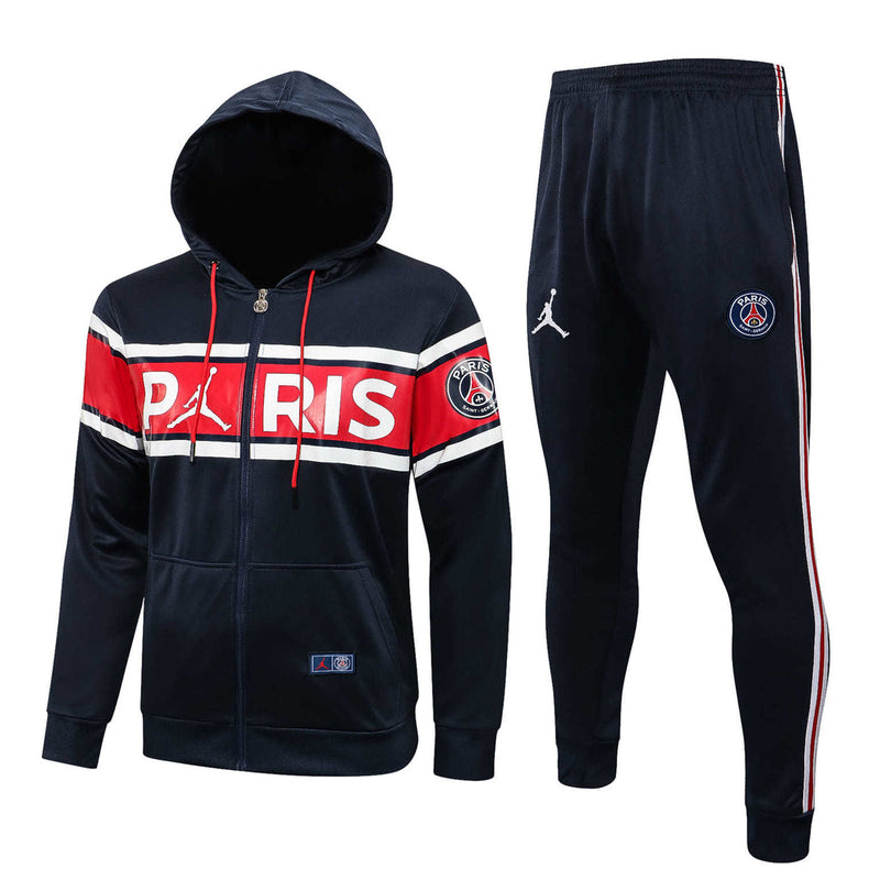 Conjunto PSG 21/22 Azul e Vermelho - Nike - Com Fecho e Capuz