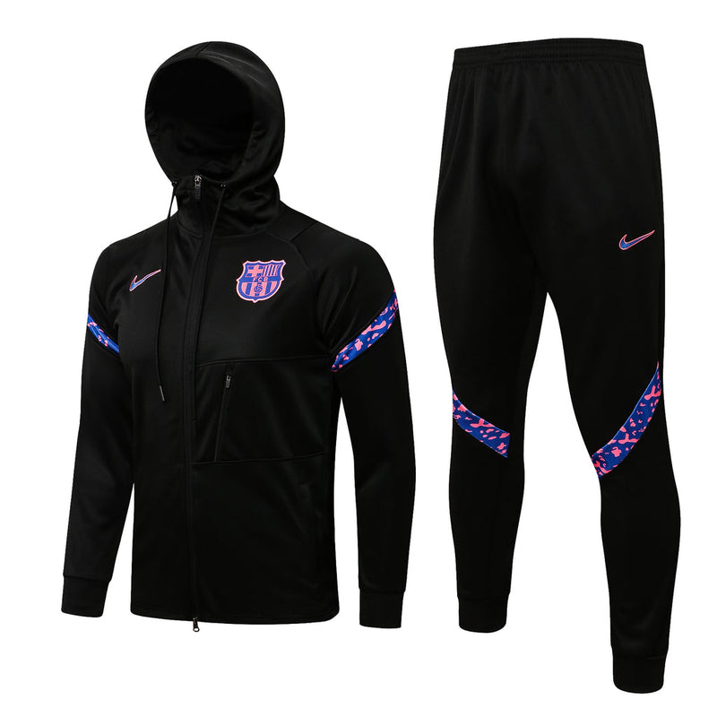 Conjunto Barcelona 21/22 Preta - Nike - Com Capuz